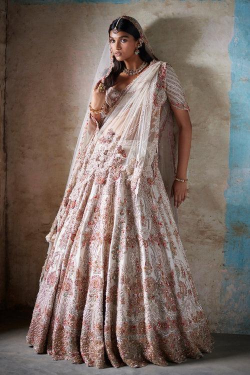 "Irene" Ivory Raw Silk Bridal Lehenga