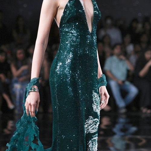 "Cleo" Green Sequin Sheeted Body Con Gown