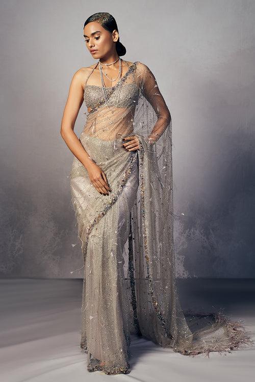 “ Carla “ Shimmer Tulle Saree Set