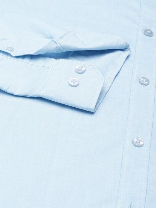 Beau Blue Button Down Solid Shirt