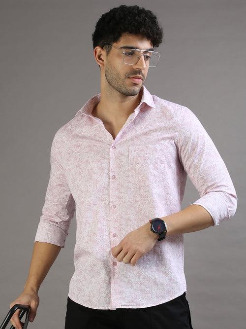 Mini Palm Leaf Pastel Pink Shirt