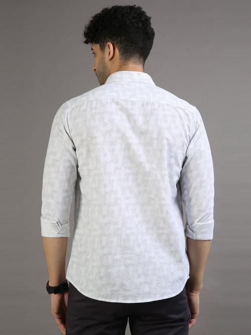 White Grey Printed Shirt