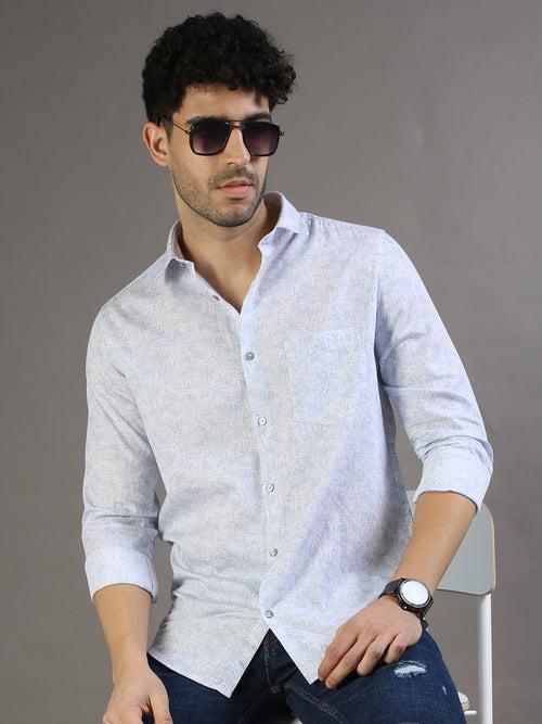 Mini Palm Leaf Lavender Blue Shirt