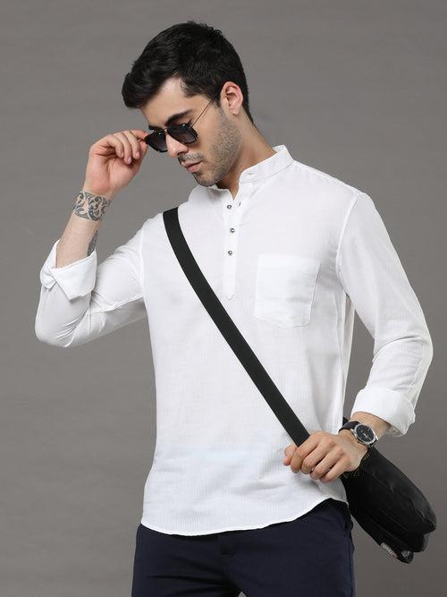 Indo White Solid Kurta