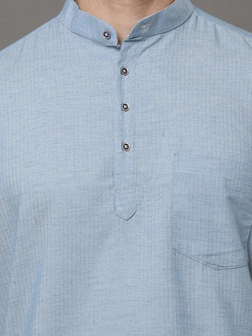 Indo Coral Blue Solid Kurta