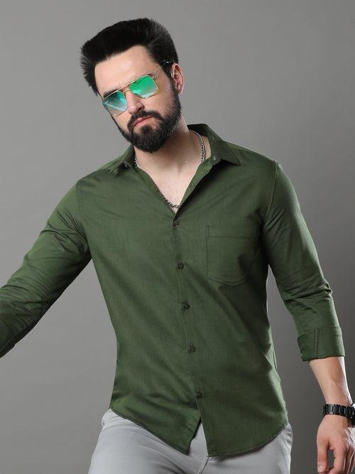 Olive Green Solid Shirt