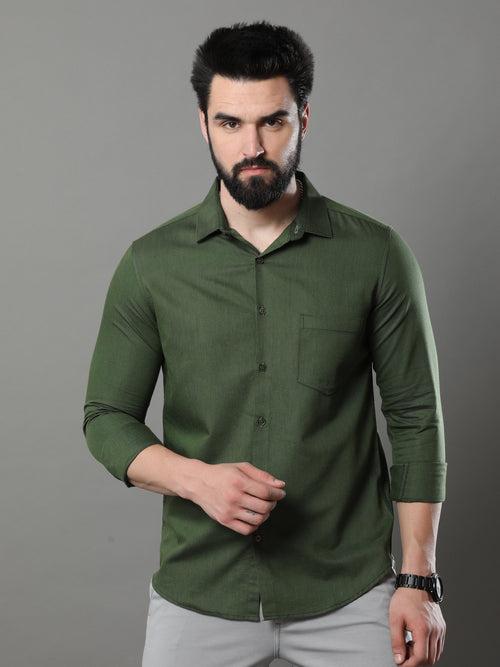 Olive Green Solid Shirt