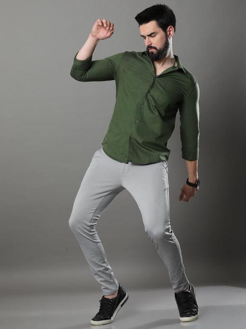 Olive Green Solid Shirt