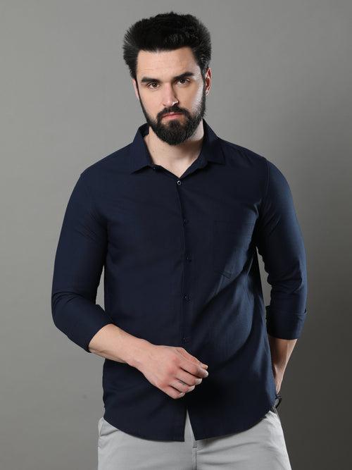 Navy Blue Solid Shirt