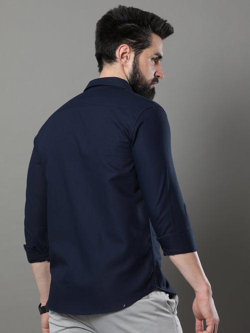 Navy Blue Solid Shirt