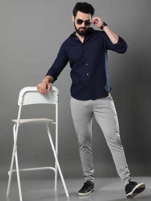 Navy Blue Solid Shirt