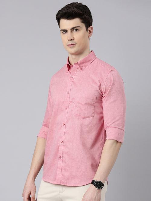 New York Pink Button down Solid Shirt