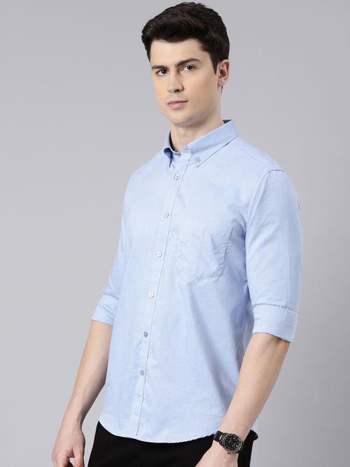 Stone Blue Button Down Solid Shirt