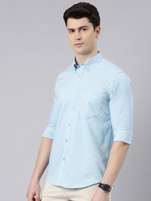 Beau Blue Button Down Solid Shirt
