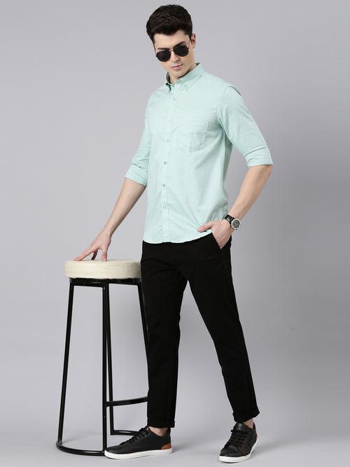 Pale Turquoise Button Down Solid Shirt