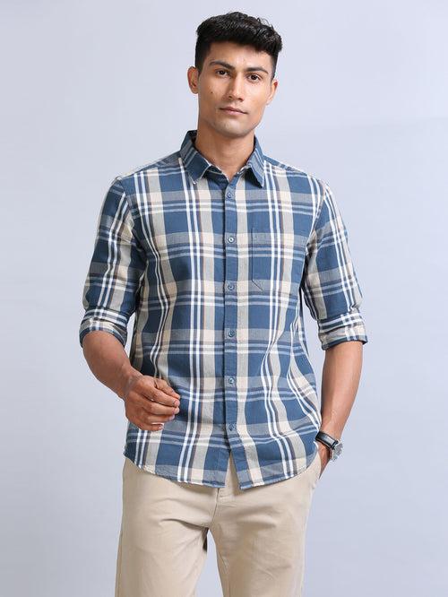 Wale Quadrey Teal Blue Checks Shirt