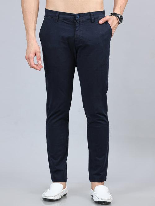 Fringe Navy Blue Solid Chinos