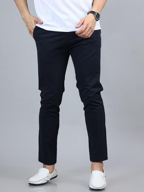 Fringe Navy Blue Solid Chinos