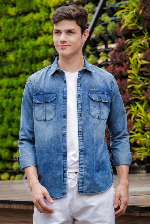 Stone Blue Cargo denim Shirt