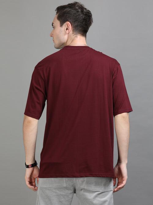 Maroon Oversize Solid T-Shirt