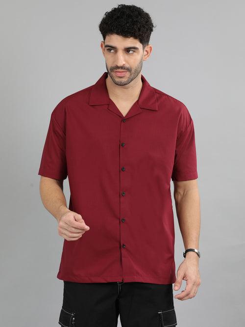 Maroon Oversize Solid Shirt