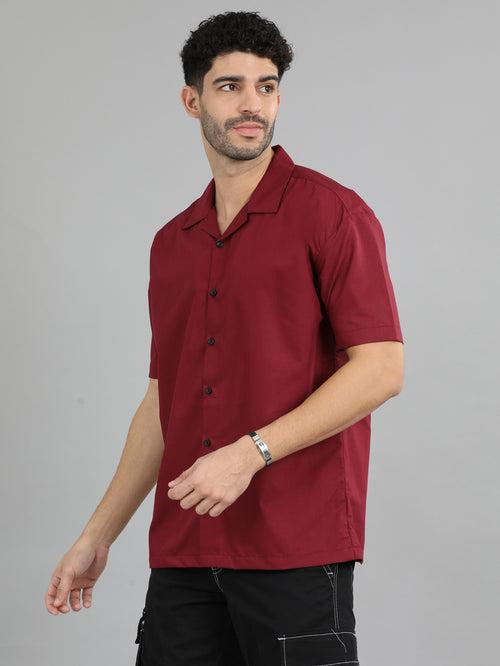 Maroon Oversize Solid Shirt