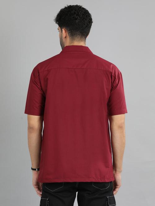 Maroon Oversize Solid Shirt