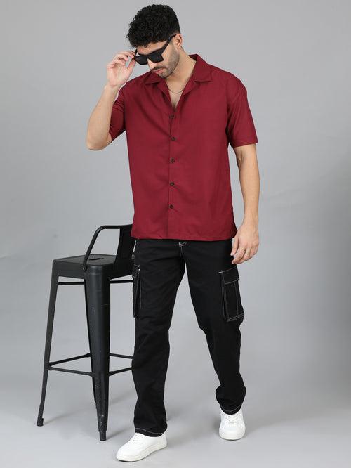 Maroon Oversize Solid Shirt