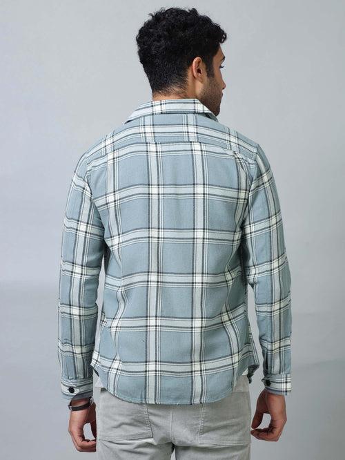 Slate Blue Checked Shacket