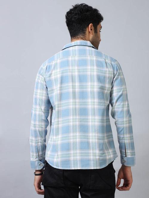 Ice Blue Checked Shacket