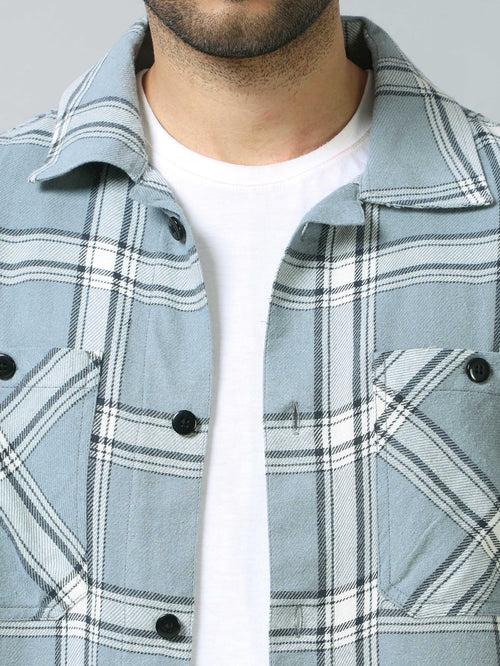 Slate Blue Checked Shacket