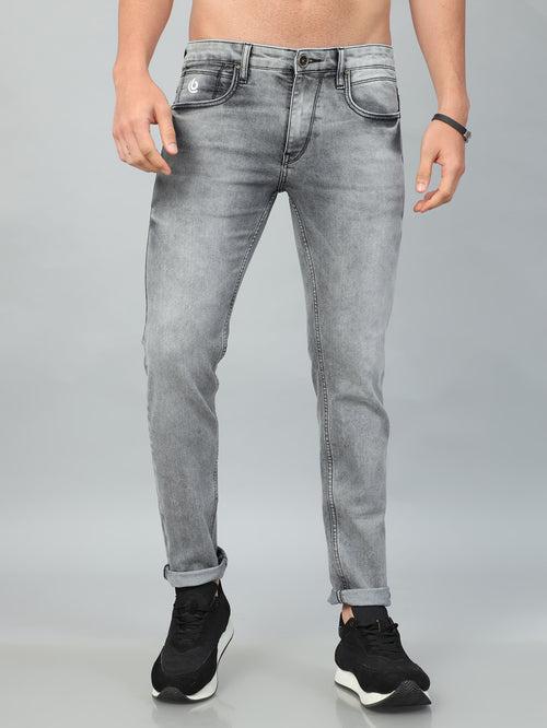 Ash Grey Solid Slim Fit Jeans