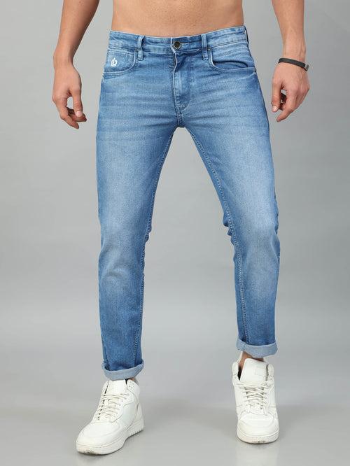 Light Blue Solid Slim Fit Jeans