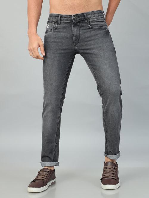 Dark Grey Solid Slim Fit Jeans