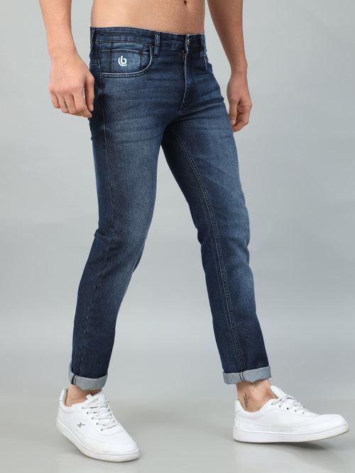 Denim Blue Solid Slim Fit Jeans