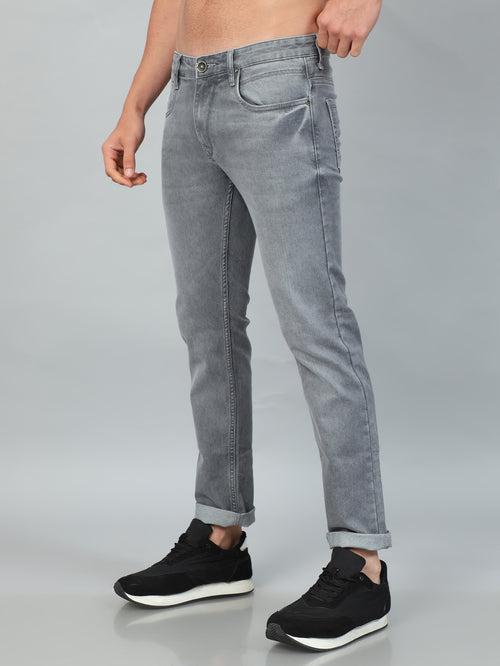 Stone Grey Solid Slim Fit Jeans