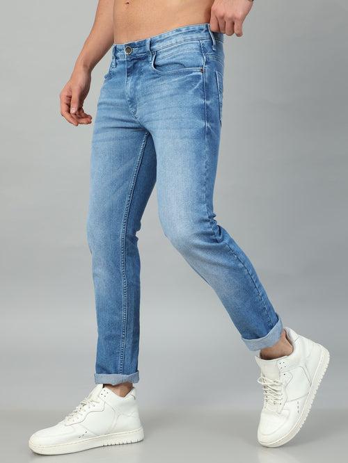 Light Blue Solid Slim Fit Jeans