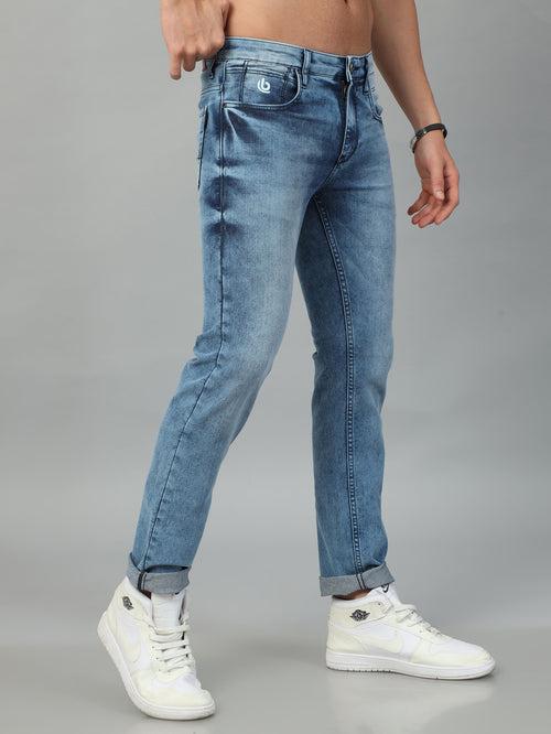 Ocean Blue Solid Slim Fit Jeans