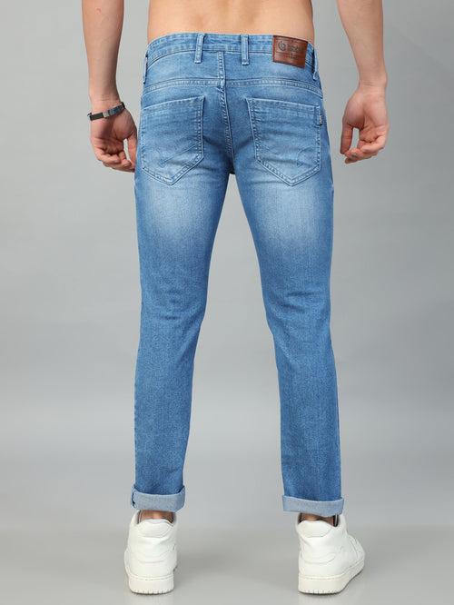 Light Blue Solid Slim Fit Jeans