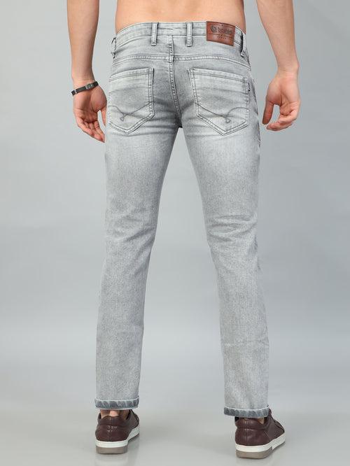 Pastel Grey Solid Slim Fit Jeans