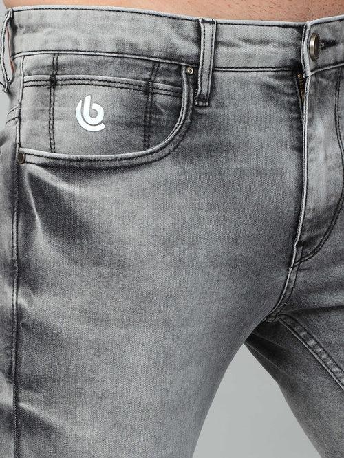 Ash Grey Solid Slim Fit Jeans