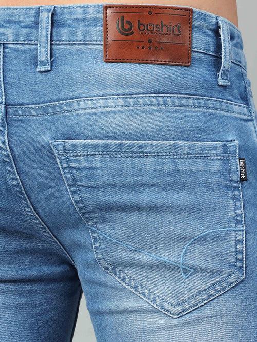 Light Blue Solid Slim Fit Jeans