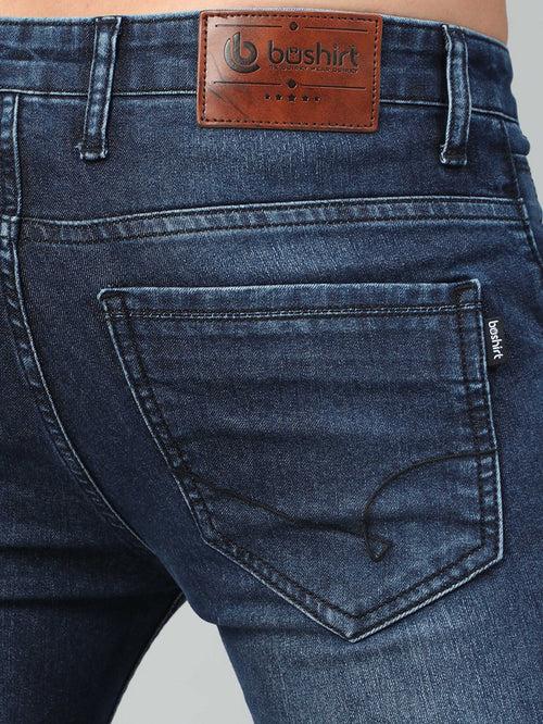 Denim Blue Solid Slim Fit Jeans