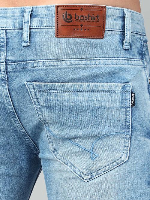 Ice Blue Solid Slim Fit Jeans