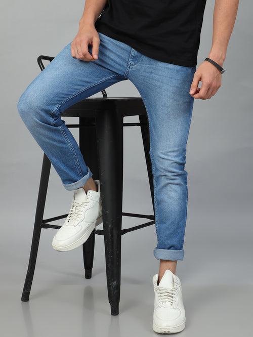 Light Blue Solid Slim Fit Jeans