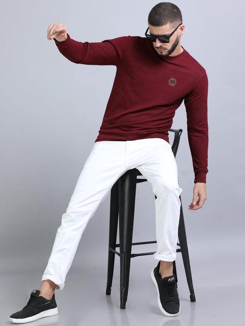 Acrylic Wine Solid Sweatshirt