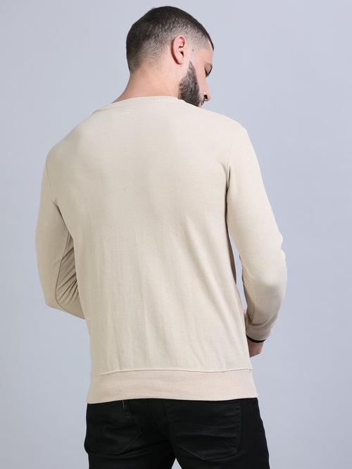 Acrylic Beige Solid Sweatshirt