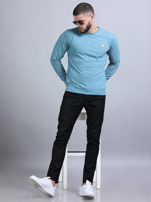 Acrylic Turkish Blue Solid Sweatshirt