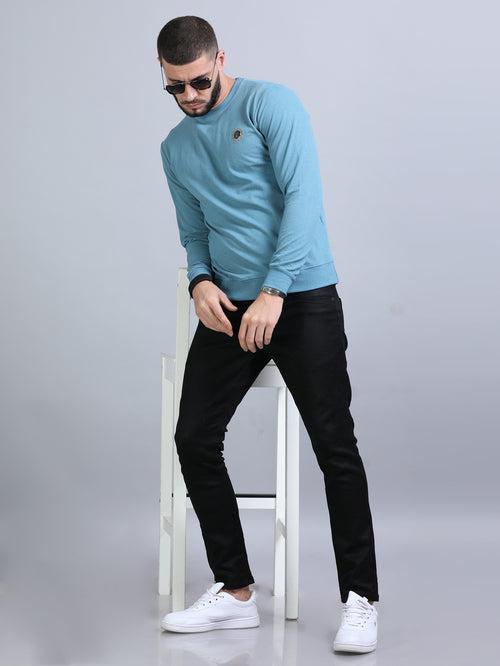 Acrylic Turkish Blue Solid Sweatshirt