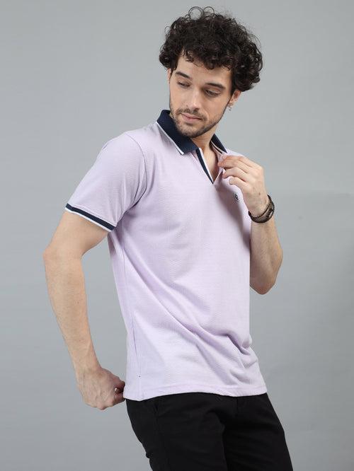 Lilac V-Neck Polo T-Shirt